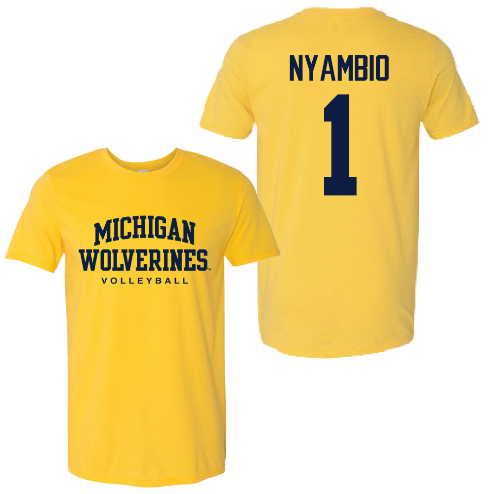 Valiant University of Michigan Volleyball Serena Nyambio #1 Wolverines Sport Tee