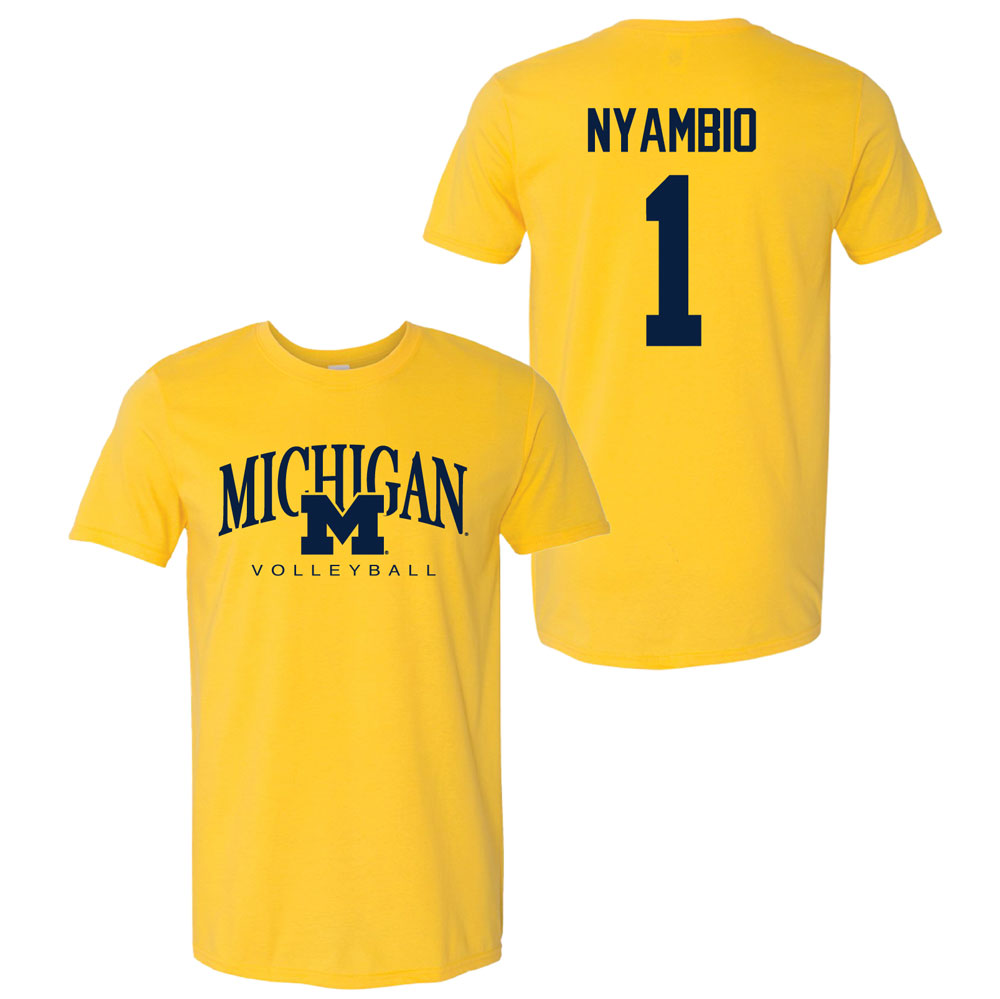 Valiant University of Michigan Volleyball Serena Nyambio #1 M/Michigan Sport Tee