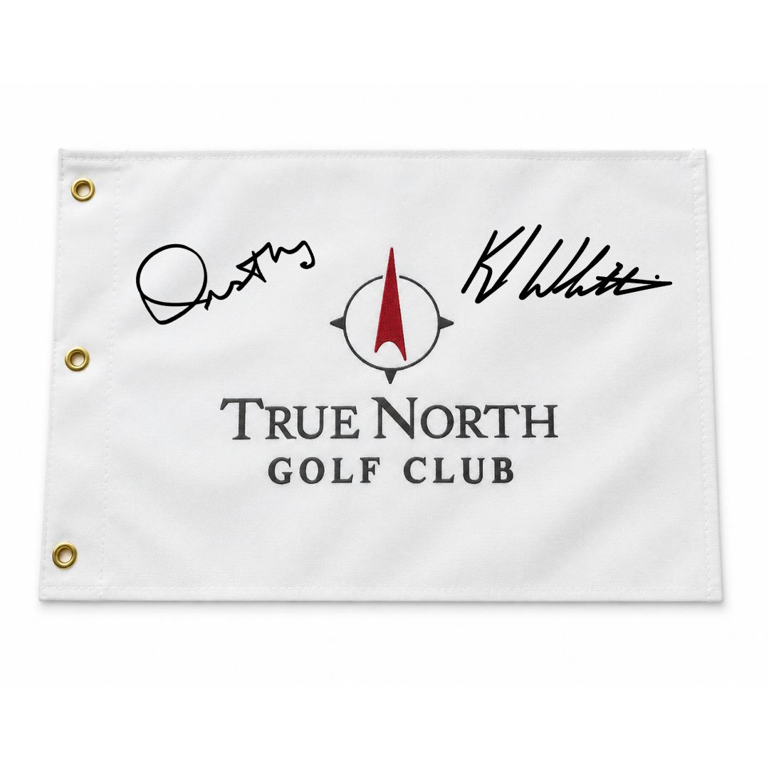 True North Golf Club Pin Flag Autographed by Dusty May & Kyle Whittingham