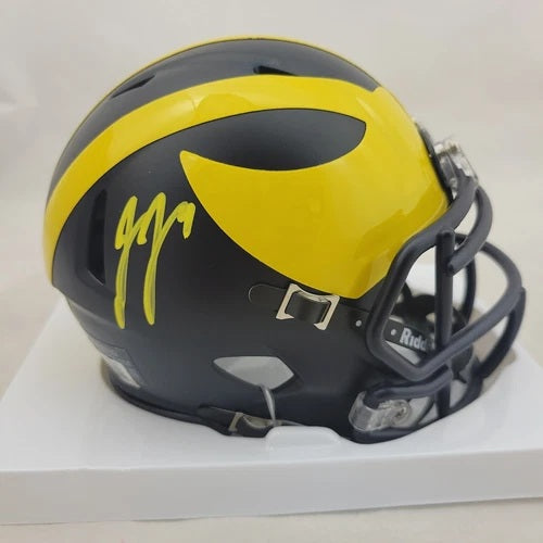 Riddell University of Michigan Speed Mini Helmet Autographed by JJ McCarthy