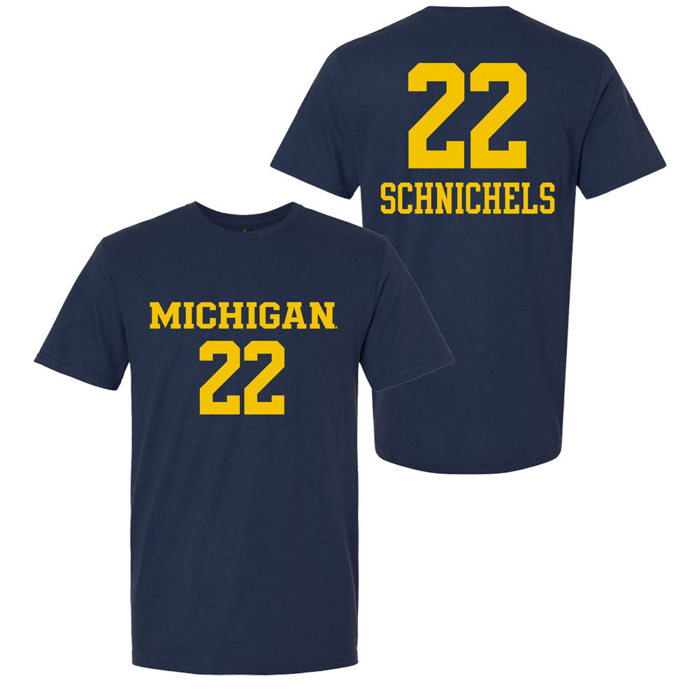 Valiant University of Michigan Volleyball Sydney Schnichels #22 Navy Jersey Tee