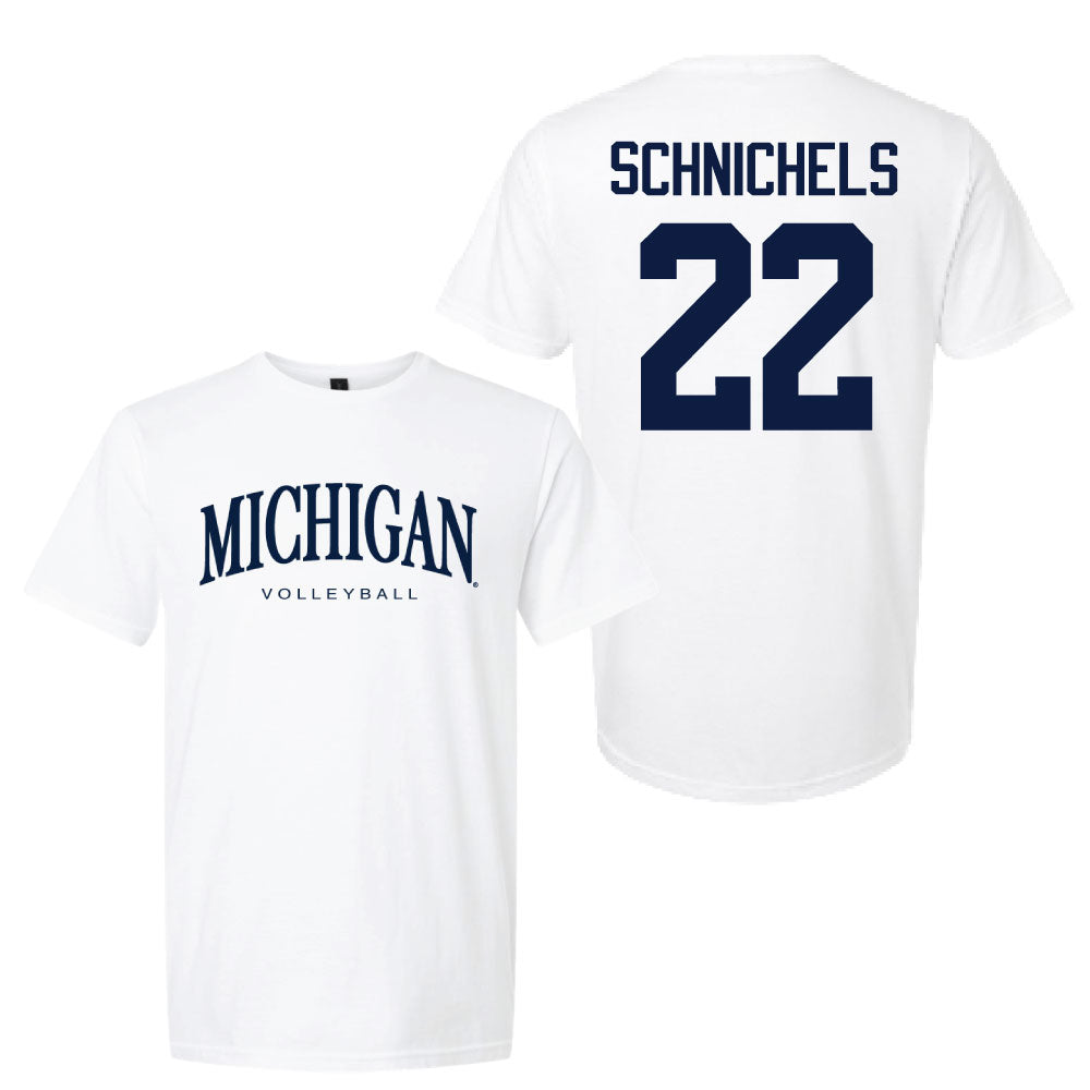 Valiant University of Michigan Volleyball Sydney Schnichels #22 Wordmark Sport Tee