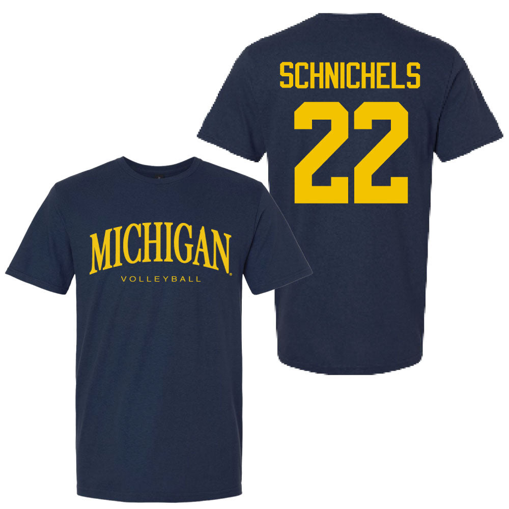 Valiant University of Michigan Volleyball Sydney Schnichels #22 Wordmark Sport Tee