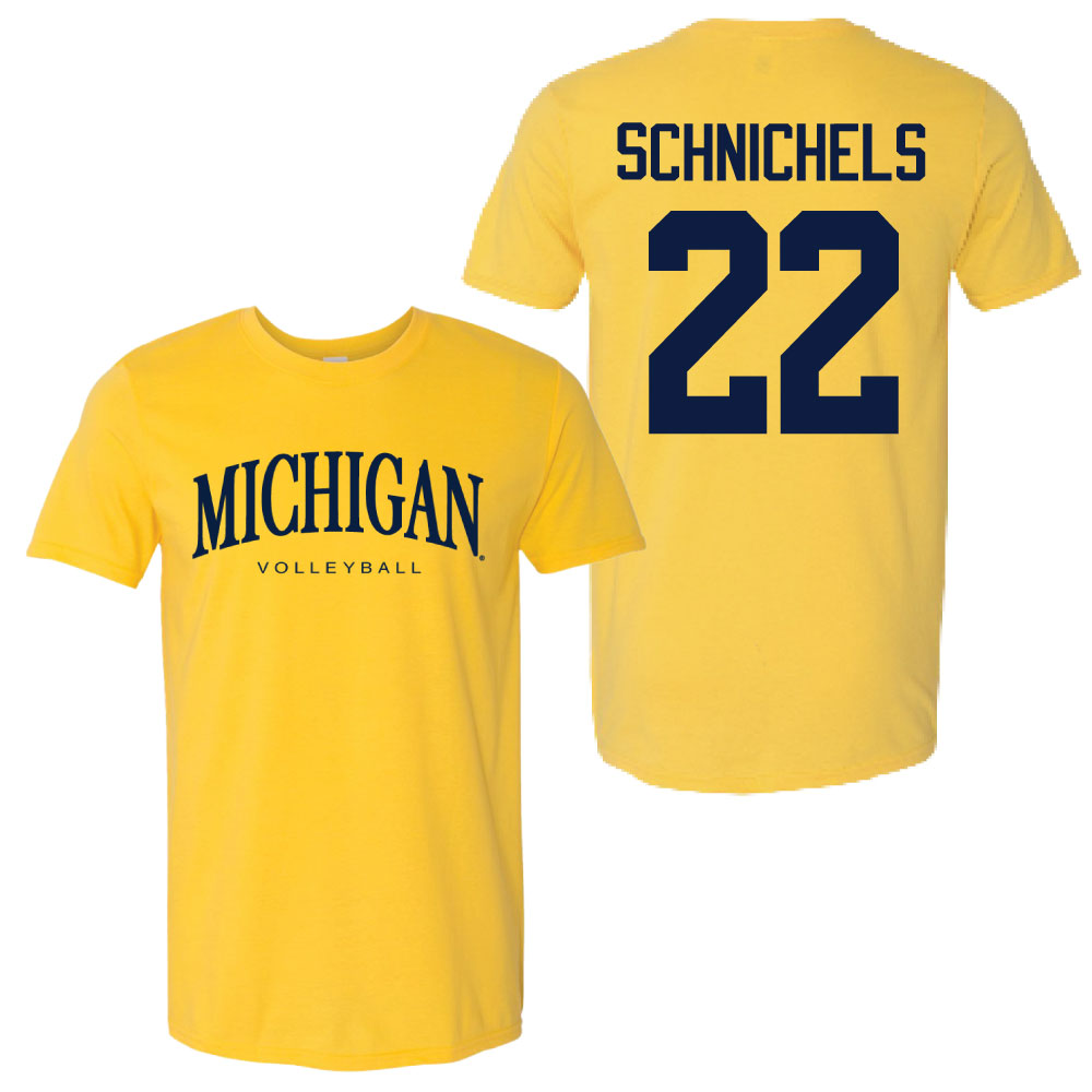 Valiant University of Michigan Volleyball Sydney Schnichels #22 Wordmark Sport Tee