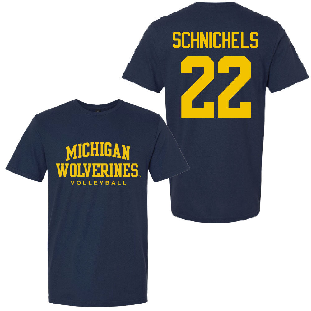 Valiant University of Michigan Volleyball Sydney Schnichels #22 Wolverines Sport Tee