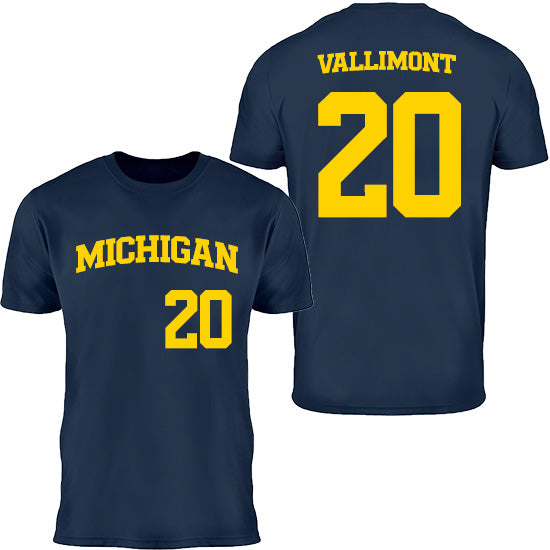 Valiant University of Michigan Softball Lillian Vallimont #20 Jersey Tee