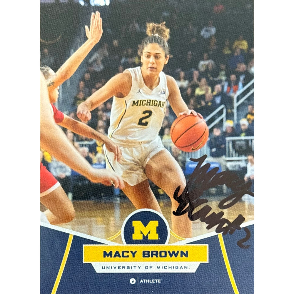 Onit University of Michigan Women's Basketball Macy Brown Autographed Blue Base Trading Card