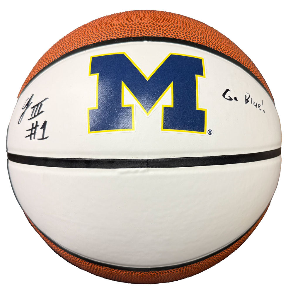 University of Michigan Basketball Trey McKenney Autographed Logo Brands Basketball with "Go Blue" Inscription