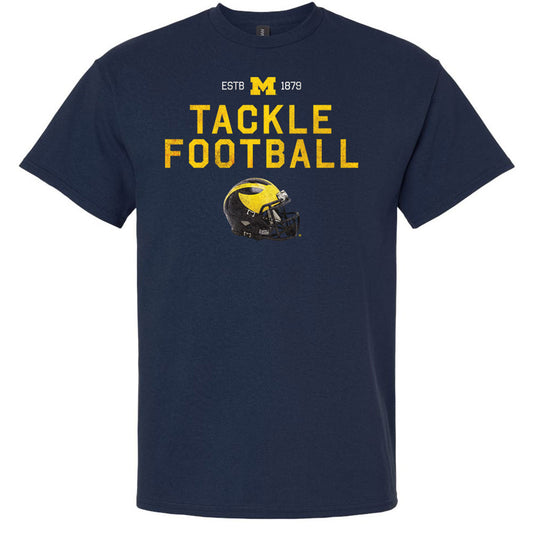Valiant University of Michigan Football "Tackle Football" Navy Tee