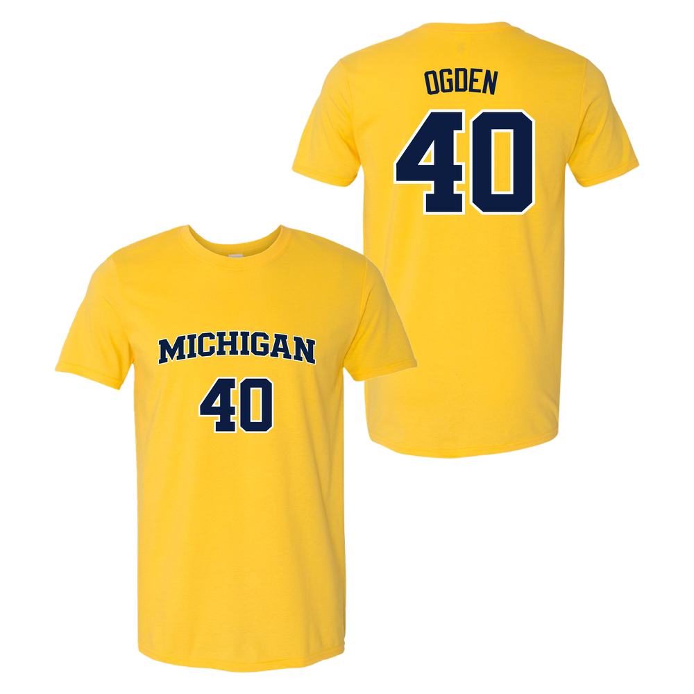 University of Michigan Women's Basketball Courtney Ogden Jersey Tee - Maize