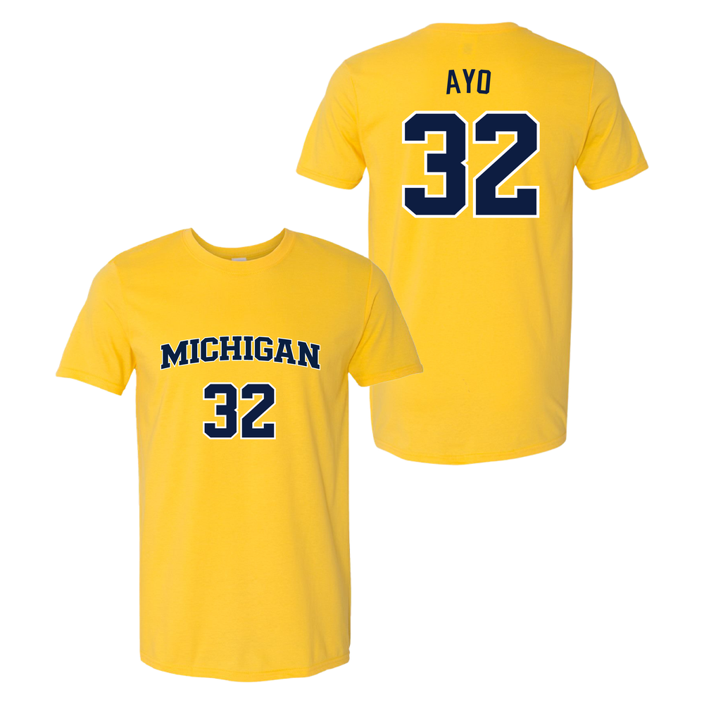 University of Michigan Women's Basketball Fope Ayo Jersey Tee - Maize