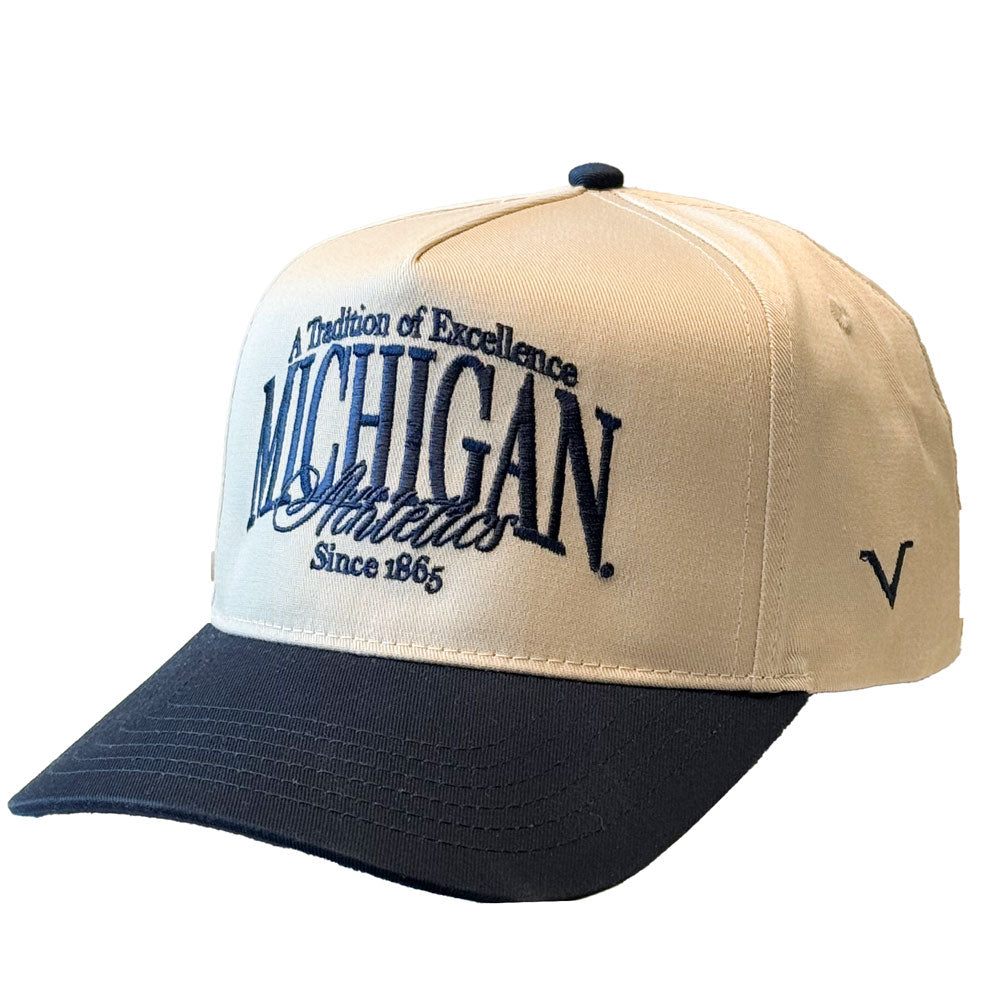 Valiant University of Michigan Athletics "Tradition of Excellence" Cream/Navy Structured Snapback Hat
