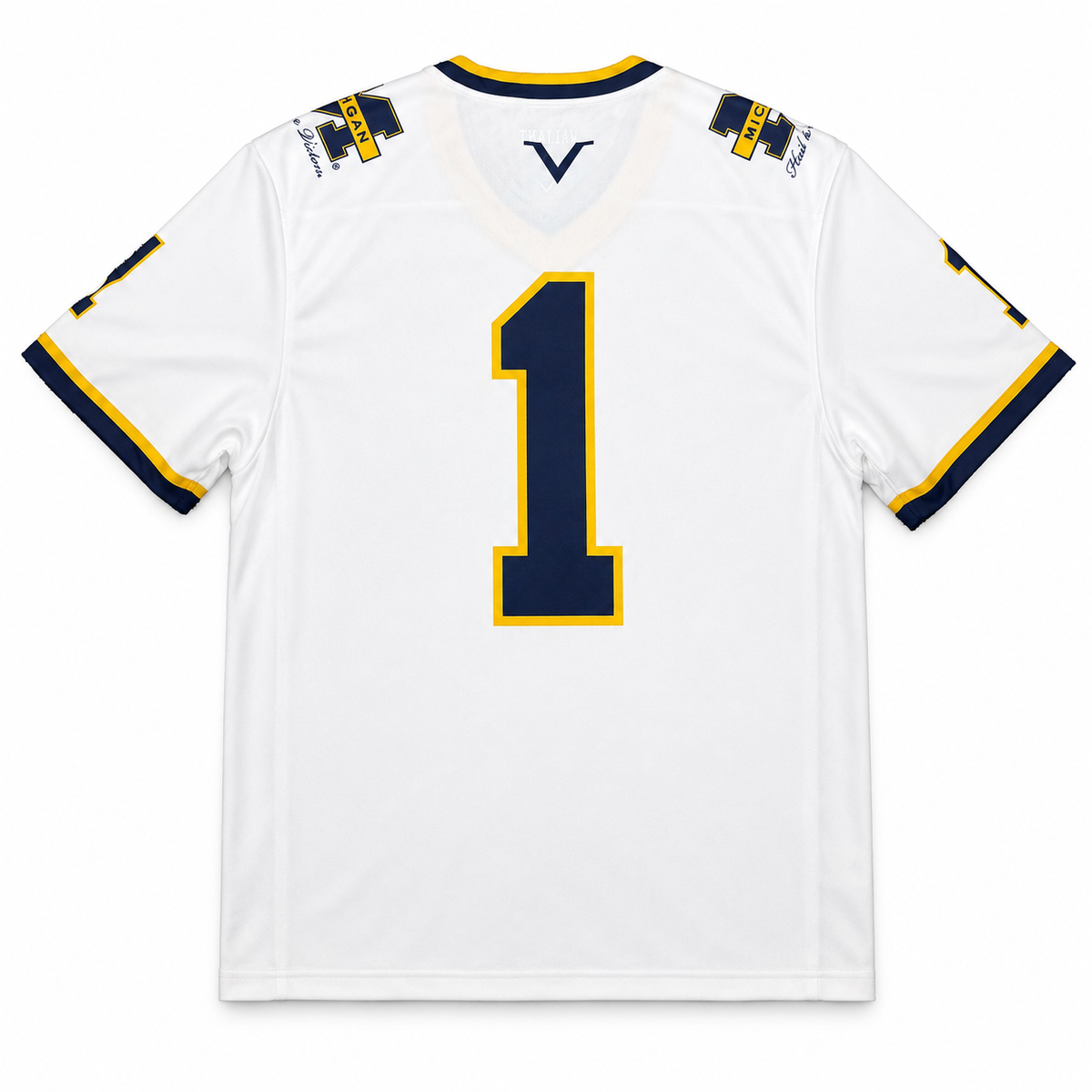 Valiant Brand University of Michigan College Vault White #1 Sublimated Fan Jersey