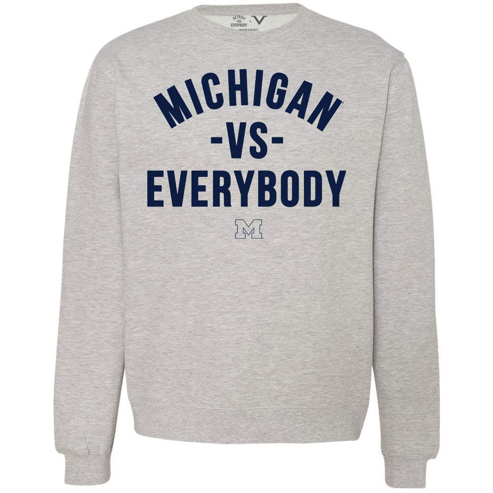 Valiant Brand x vs. Everybody University of Michigan vs. Everybody Gray Crewneck Sweatshirt