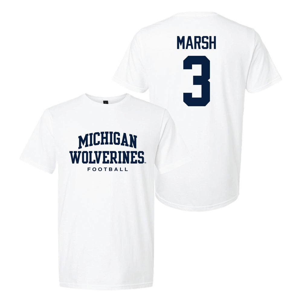 Valiant University of Michigan Football Andrew Marsh #3 Wolverines Sport Tee