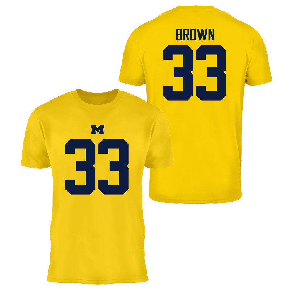 Valiant University of Michigan Football Cam Brown #33 Jersey Tee