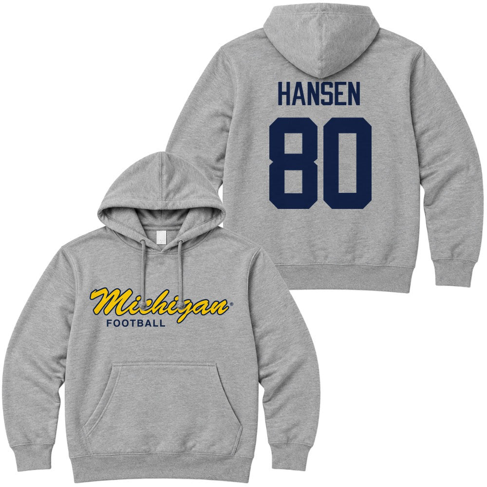 Valiant University of Michigan Football Hogan Hansen #80 Script Michigan Hooded Sweatshirt