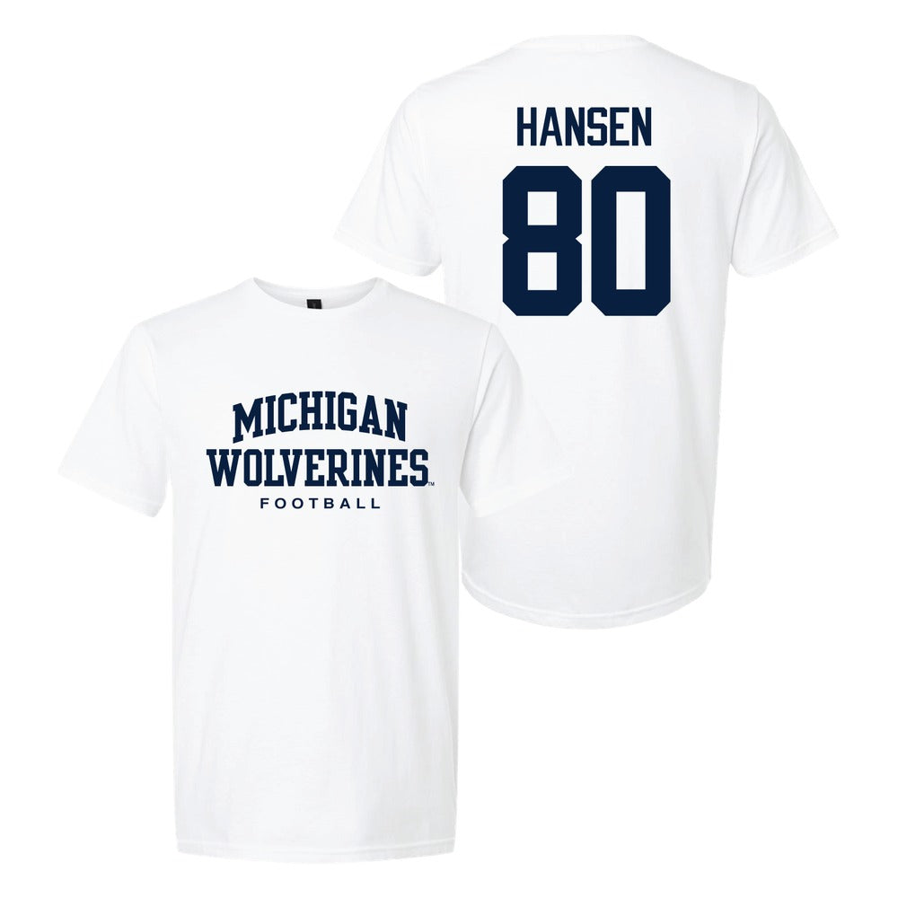 Valiant University of Michigan Football Hogan Hansen #80 Wolverines Sport Tee