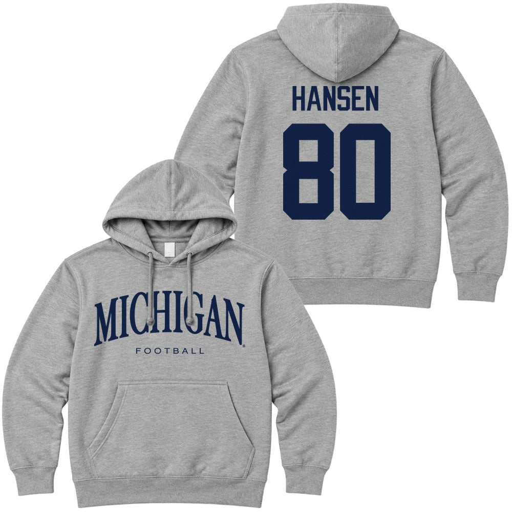 Valiant University of Michigan Football Hogan Hansen #80 Wordmark Hooded Sweatshirt