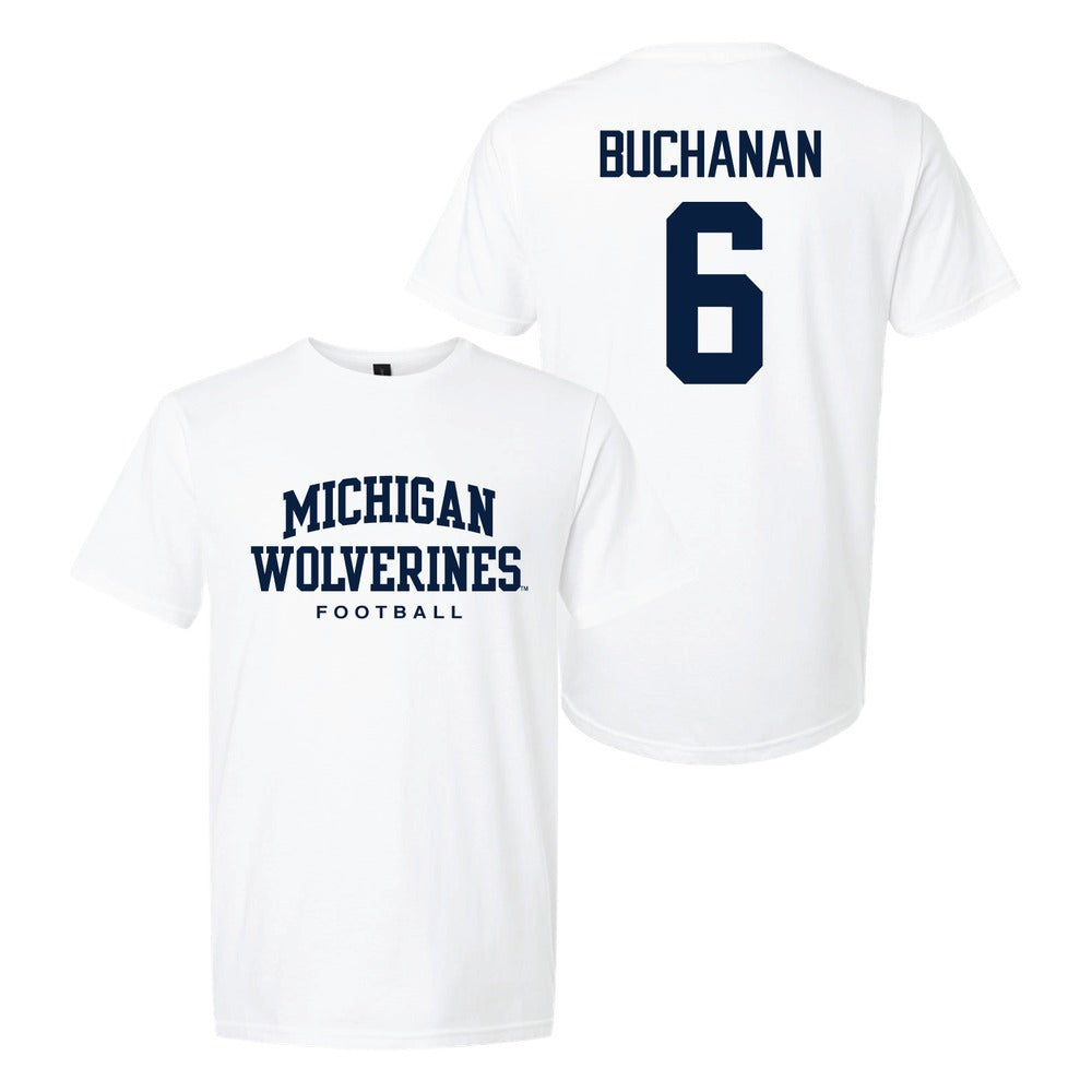 Valiant University of Michigan Football JJ Buchanan #6 Wolverines Sport Tee