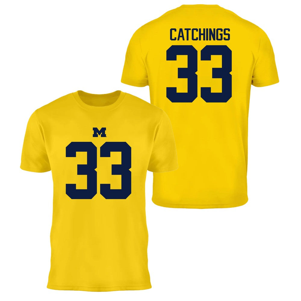 Valiant University of Michigan Football Kaden Catchings #33 Jersey Tee