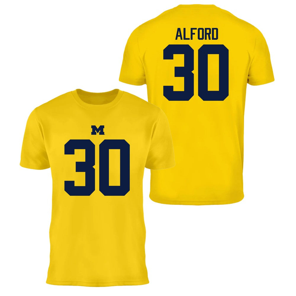 Valiant University of Michigan Football Max Alford #30 Jersey Tee