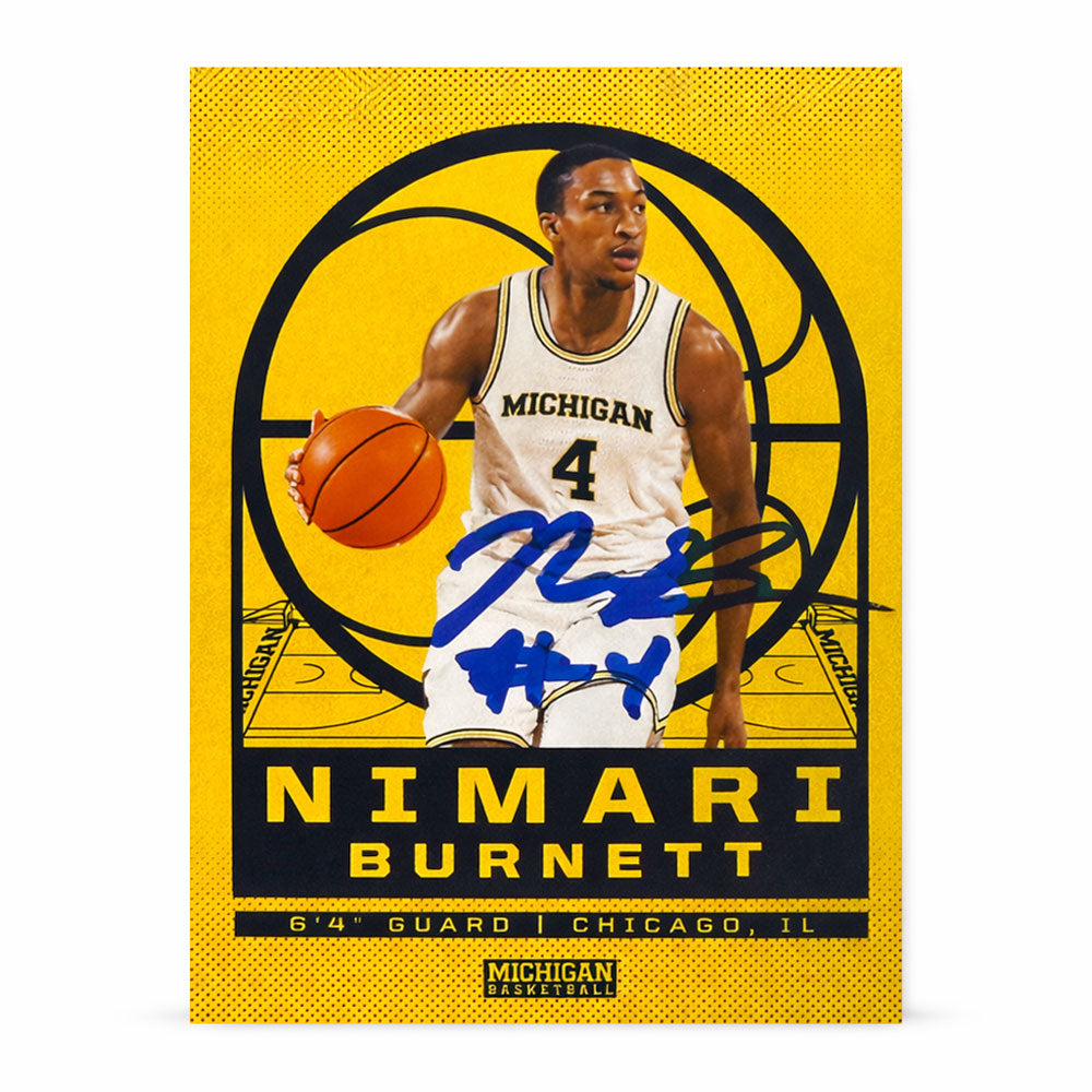 Valiant University of Michigan Men's Basketball 2025/2026 Nimari Burnett Autographed Maize Base Trading Card
