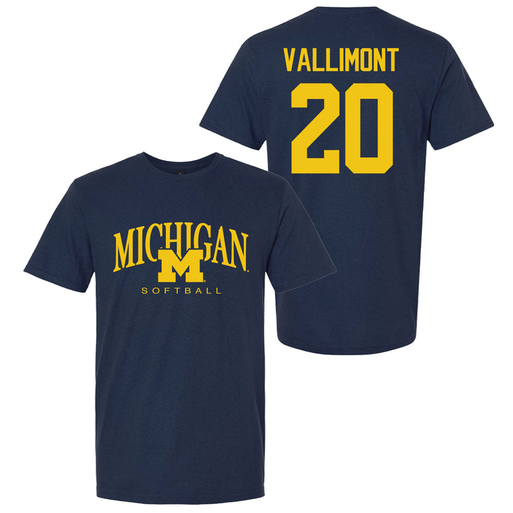 Valiant University of Michigan Softball Lillian Vallimont #20 M/Michigan Sport Tee