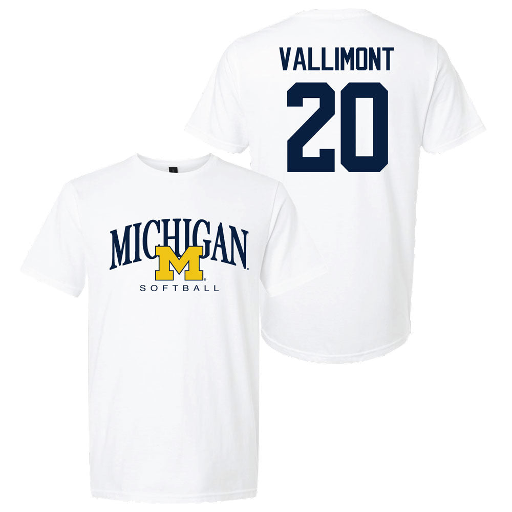 Valiant University of Michigan Softball Lillian Vallimont #20 M/Michigan Sport Tee