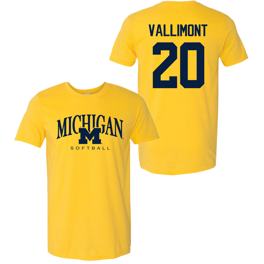Valiant University of Michigan Softball Lillian Vallimont #20 M/Michigan Sport Tee