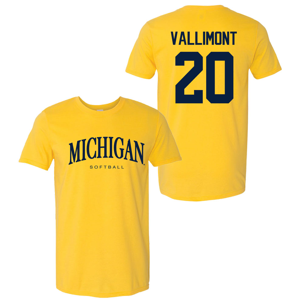 Valiant University of Michigan Softball Lillian Vallimont #20 Wordmark Sport Tee