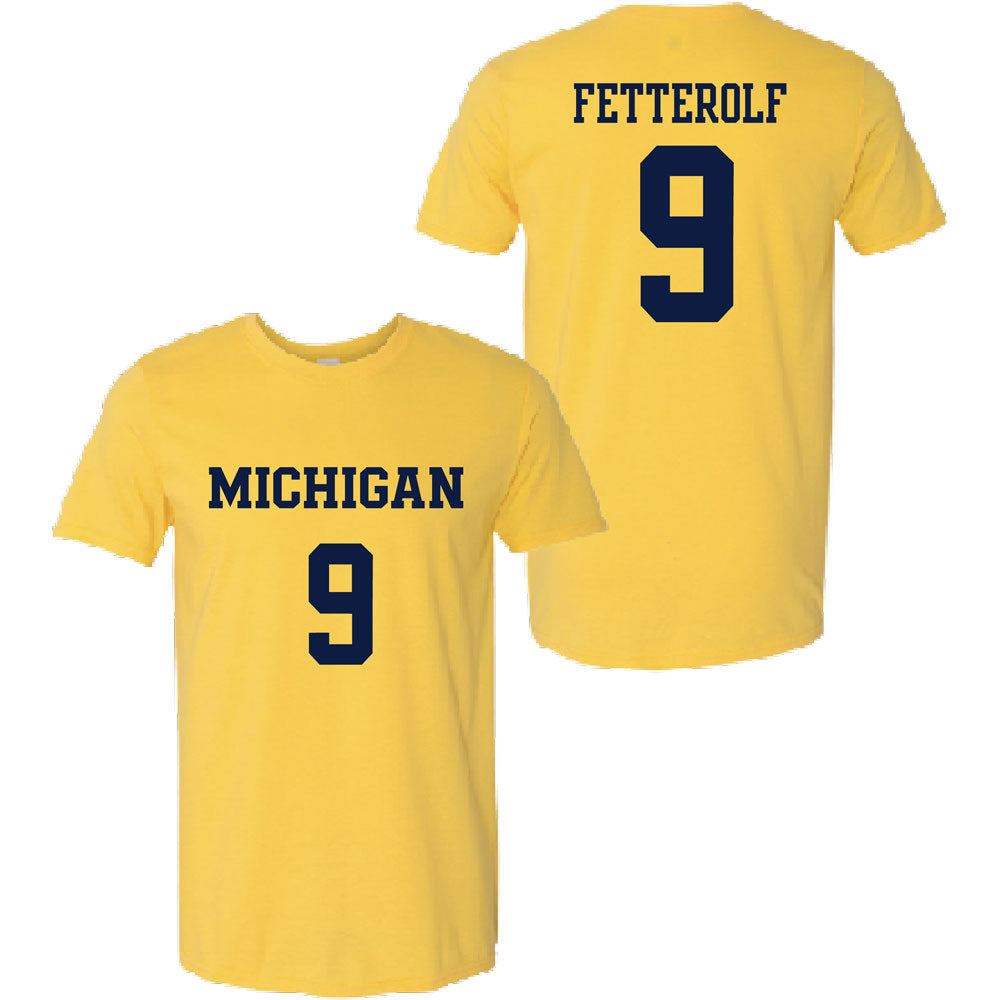 Valiant University of Michigan Lacrosse Jane Fetterolf #9 Jersey Tee