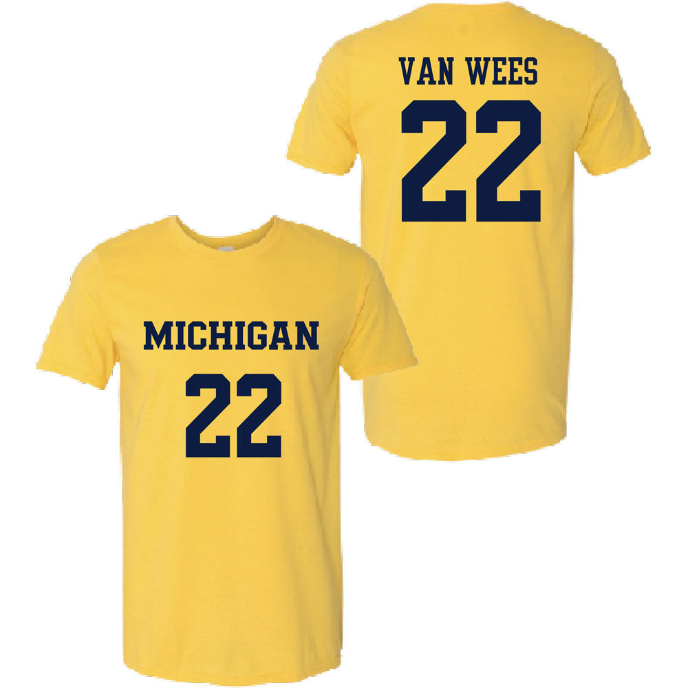 Valiant University of Michigan Lacrosse Truus Van Wees #22 Jersey Tee