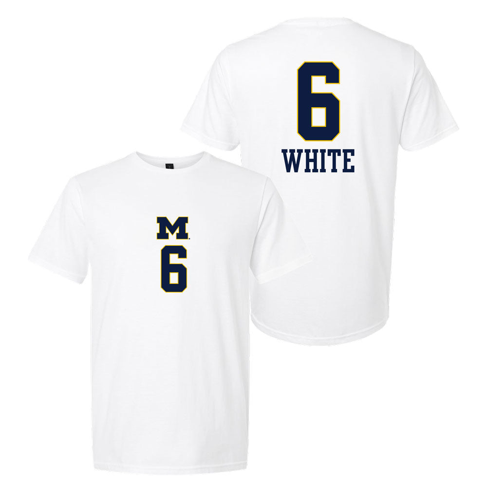 Valiant University of Michigan Volleyball Ellie White #6 White Jersey Tee