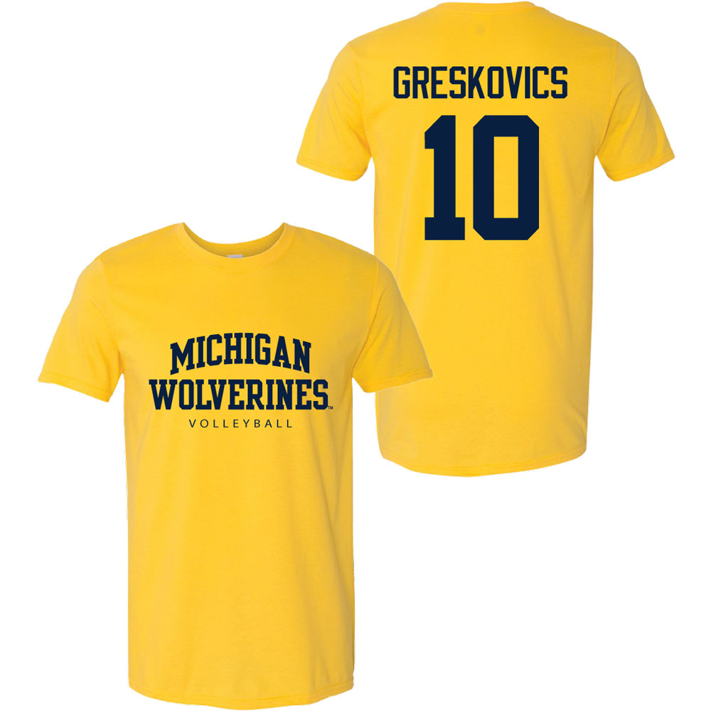 Valiant University of Michigan Volleyball Carly Greskovics #10 Wolverines Sport Tee