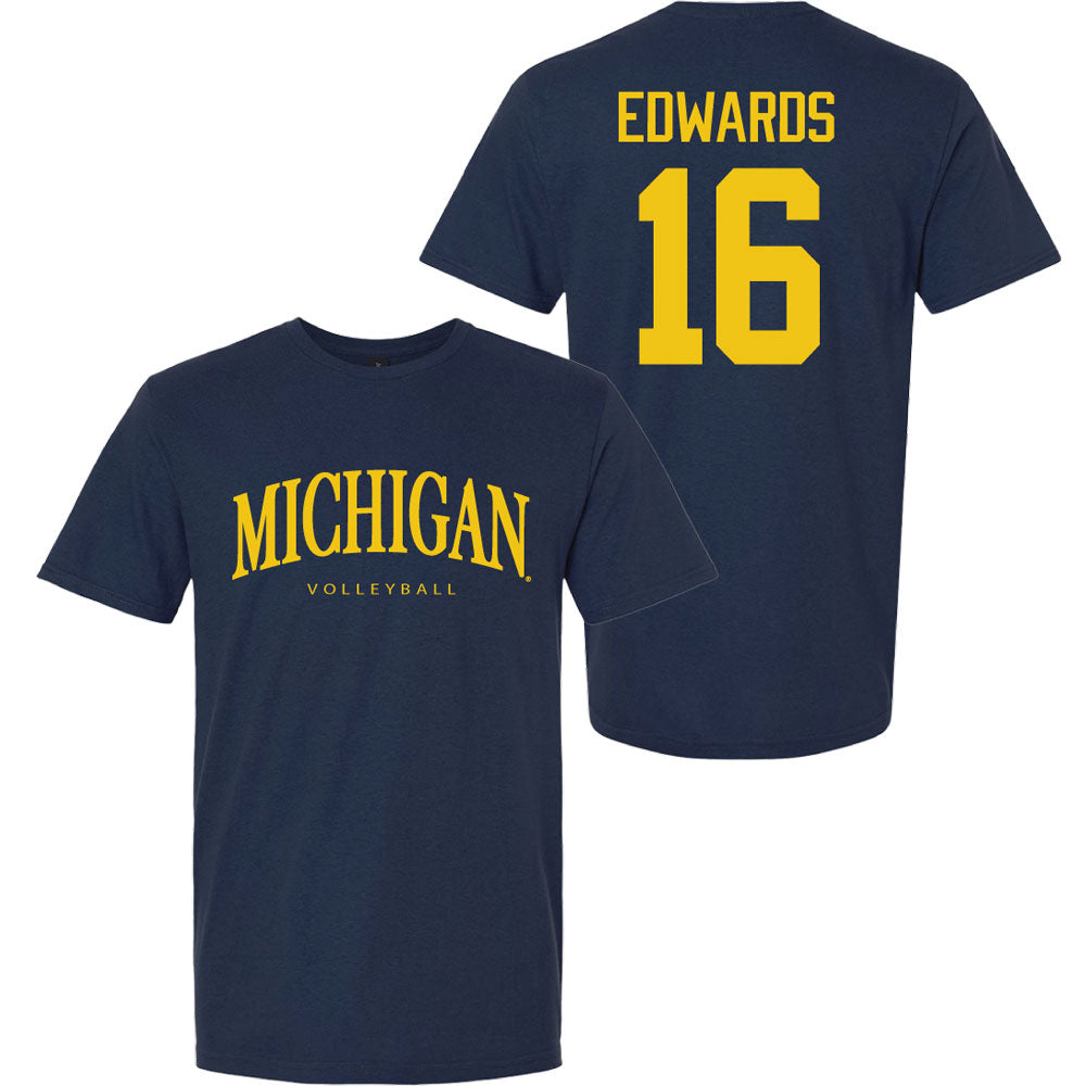 Valiant University of Michigan Volleyball Camille Edwards #16 Wordmark Sport Tee