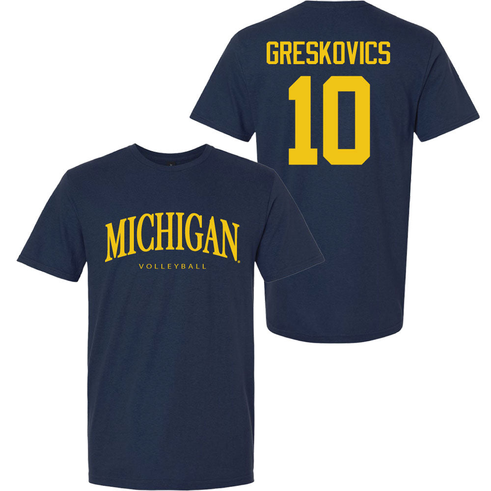 Valiant University of Michigan Volleyball Carly Greskovics #10 Wordmark Sport Tee