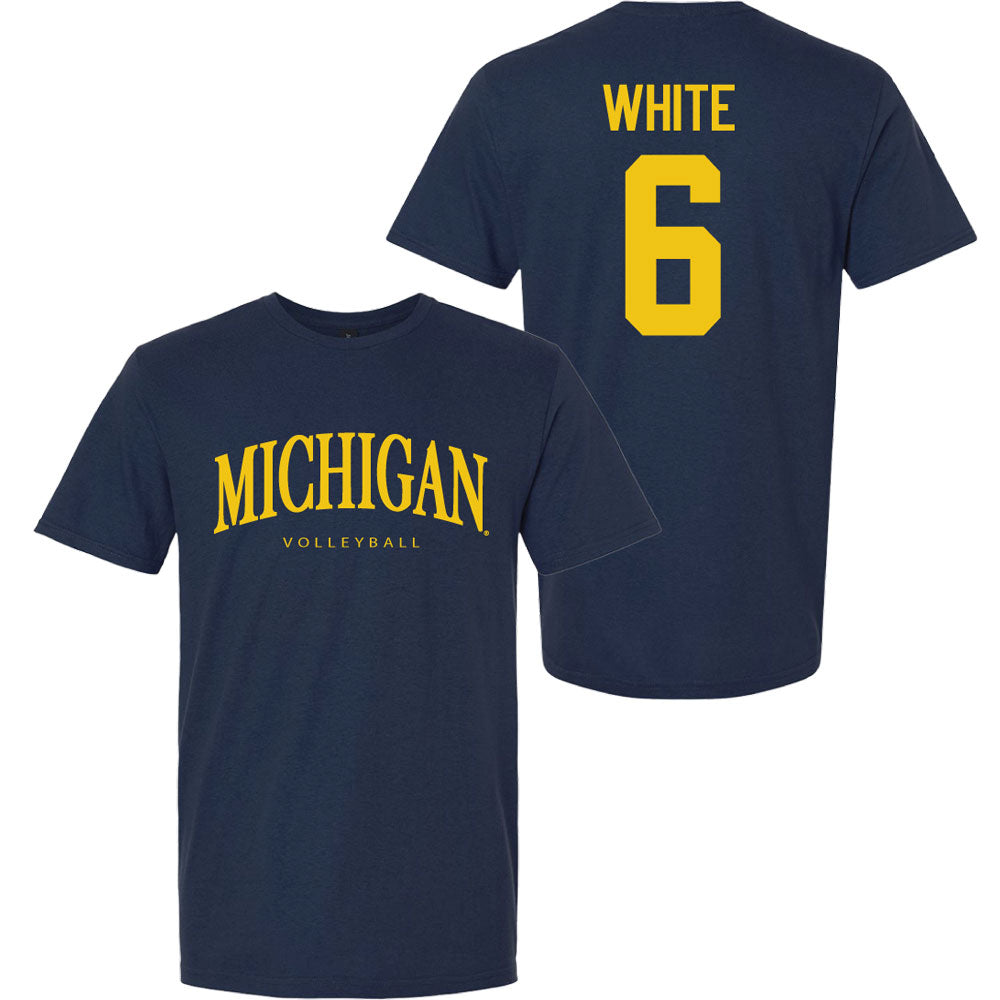 Valiant University of Michigan Volleyball Ellie White #6 Wordmark Sport Tee