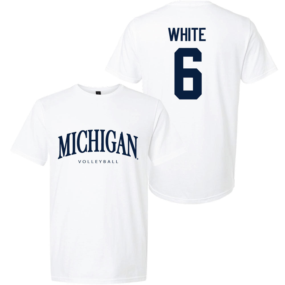 Valiant University of Michigan Volleyball Ellie White #6 Wordmark Sport Tee