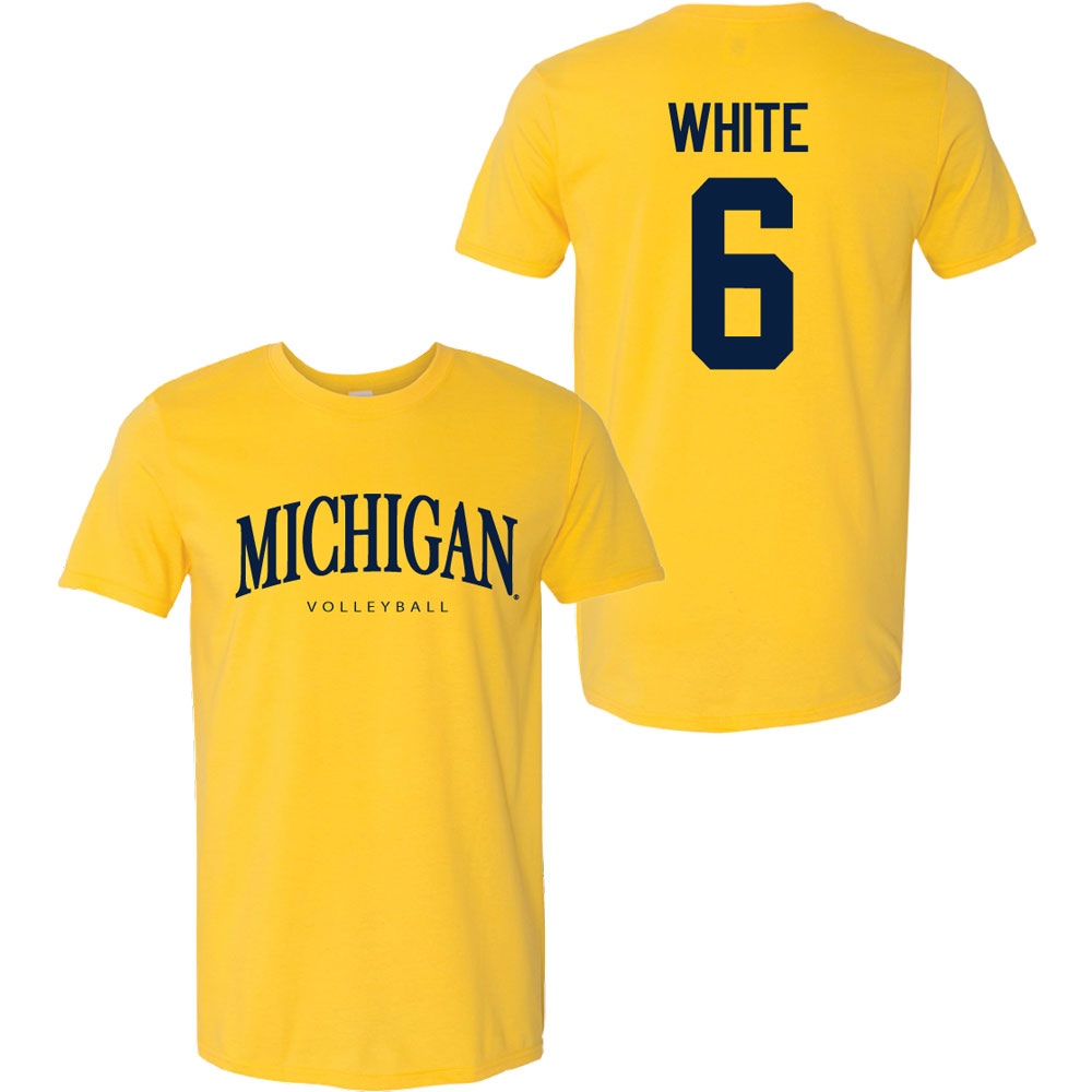 Valiant University of Michigan Volleyball Ellie White #6 Wordmark Sport Tee