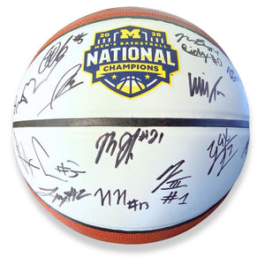 University of Michigan Men's Basketball 2025/2026 National Champions Team Signed Basketball [Imperfect: Smudged Elliot Cadeau Signature]