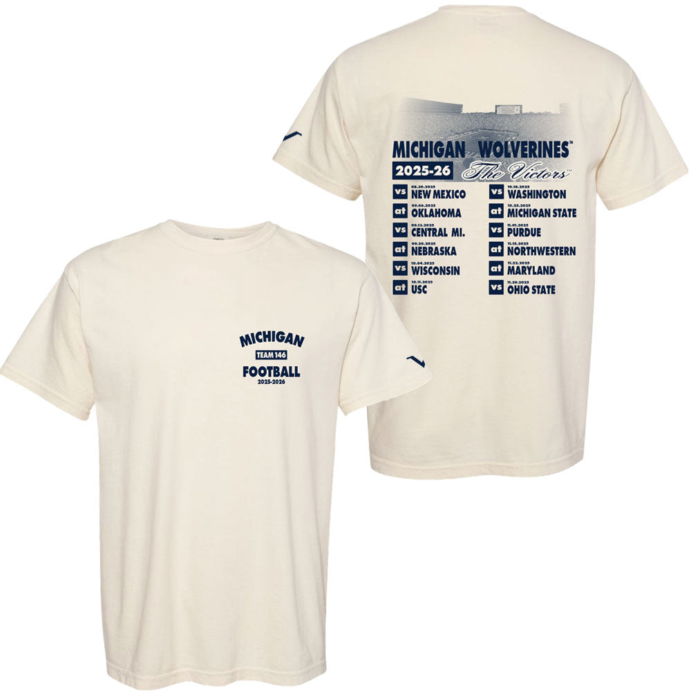 Valiant University of Michigan Football 2025 "Team 146" Vintage Ivory Tee in Ivory