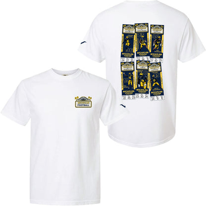 Valiant University of Michigan Football "Home Ticket" 2025 Schedule Tee in White