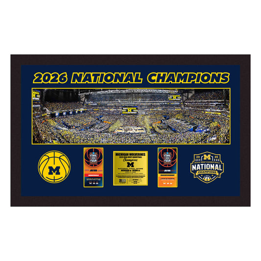 University of Michigan Basketball 2026 National Champions Framed Panoramic Ticket Collage