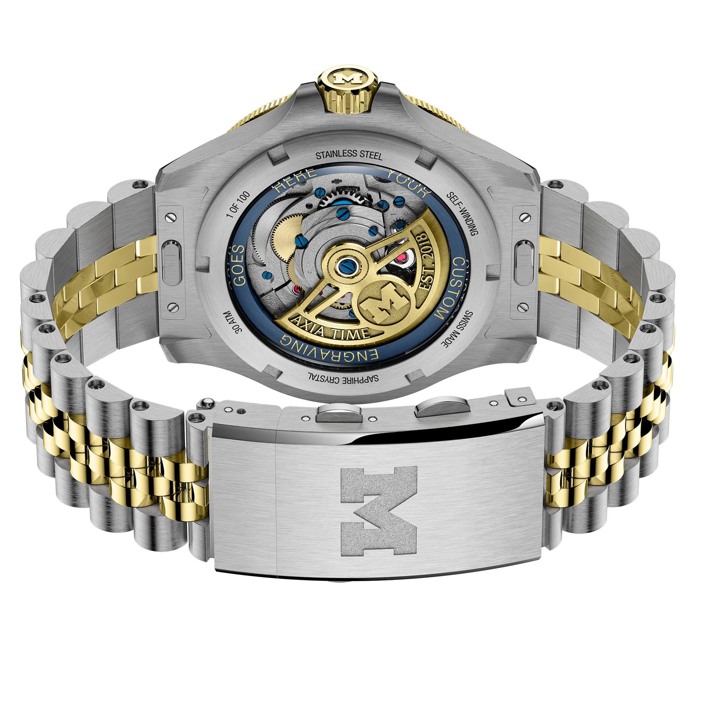 Axia Time University of Michigan Basketball 2026 National Championship Argos Timepiece with Limited Edition Autographed Dusty May Box