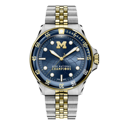 Axia Time University of Michigan Basketball 2026 National Championship Argos Timepiece with Limited Edition Autographed Dusty May Box