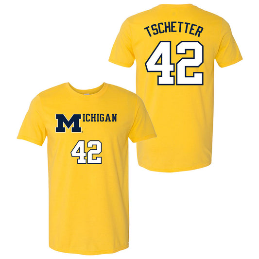 University of Michigan Men's Basketball Will Tschetter Throwback Jersey Tee