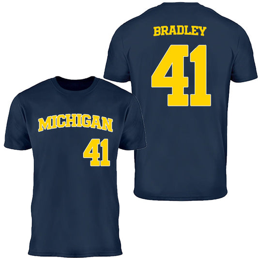 Valiant University of Michigan Baseball Grant Bradley #41 Jersey Tee