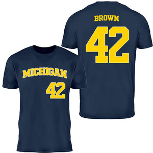 Valiant University of Michigan Baseball Justin Brown #42 Jersey Tee