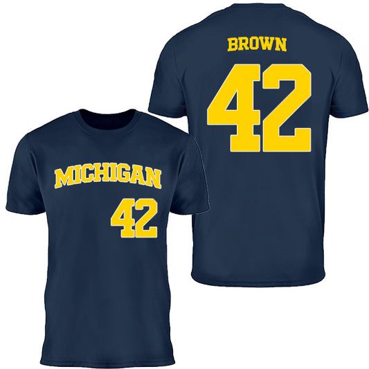 Valiant University of Michigan Baseball Justin Brown #42 Jersey Tee
